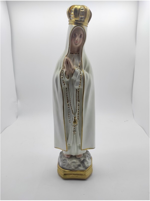 Statua Madonna Di Fatima In Gesso Altezza 34cm