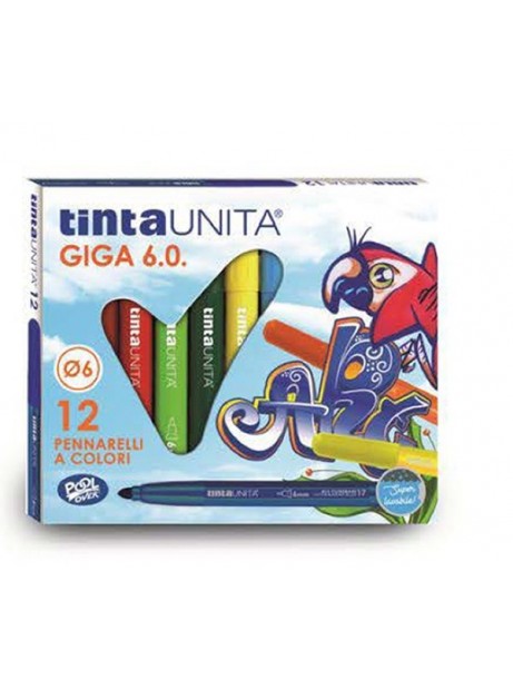 Pennarelli Brush Bi-Punta TintaUnita Art (Confezione da 12) per Tratti  Marker o Pennello