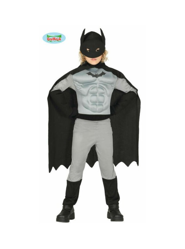Costume Batman Super eroe vestito di carnevale da bambino con muscoli