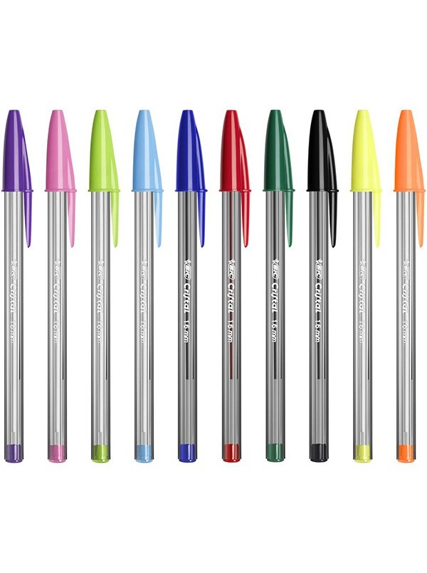 Penna Bic Cristal Large 1,6mm FUN Nera, Rossa, Colorata, Fluo Sfera Larga  Multicolor