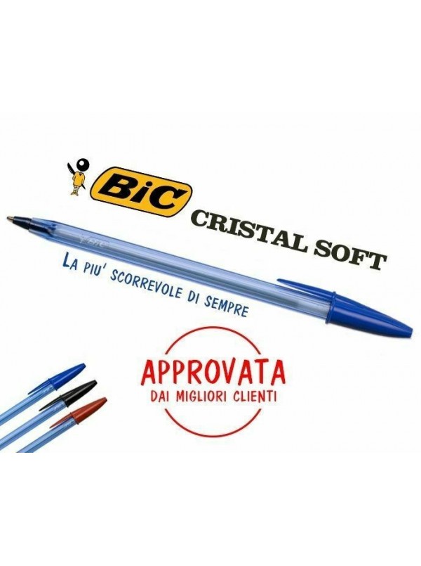 Penna BiC Cristal Soft sfera, Punta media, Nera, blu, Rossa Fusto blu