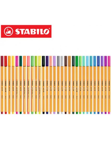 Penna Stabilo Point 88 Colori Pastel Fluo Nera Rossa Blu