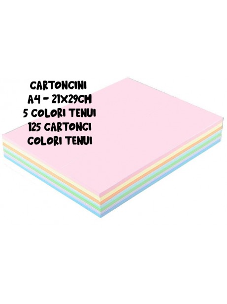 Risma Cartoncino 5 Colori Tenui Pastello chiari Assortiti A4 160GR 125pz
