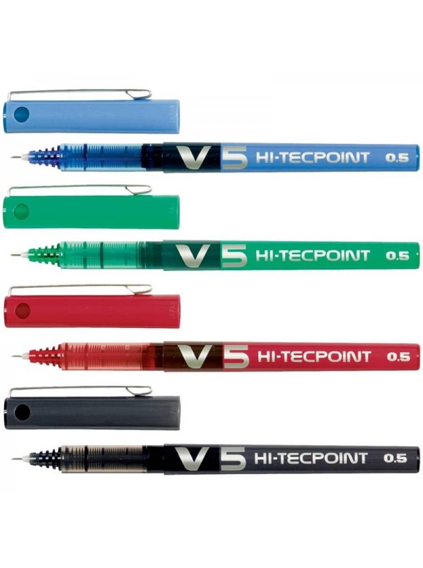 Penna Pilot Hi-Tecpoint V5 Roller inchiostro Liquido Nero Rossa Punta Fine  0.5