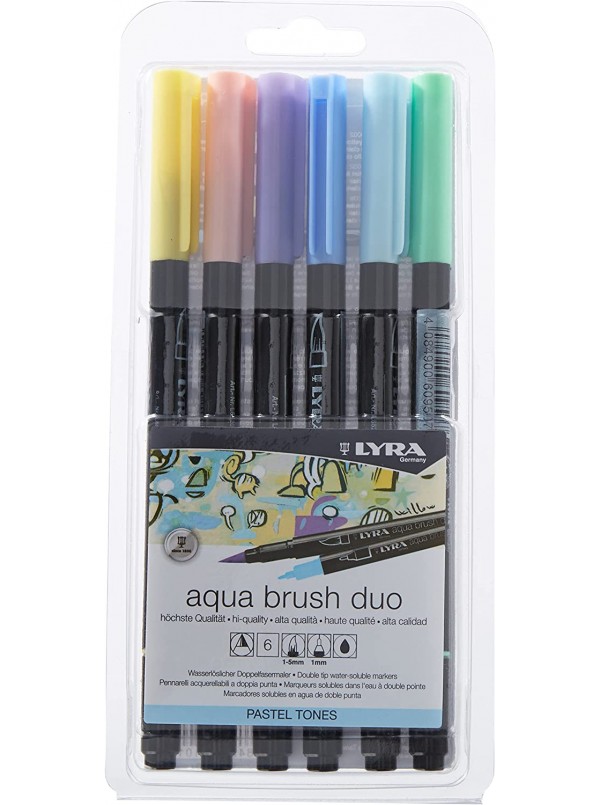 Lyra Aqua Brush Duo - Blister 6 Pennarelli Acquerellabili Toni Colori  Pastello