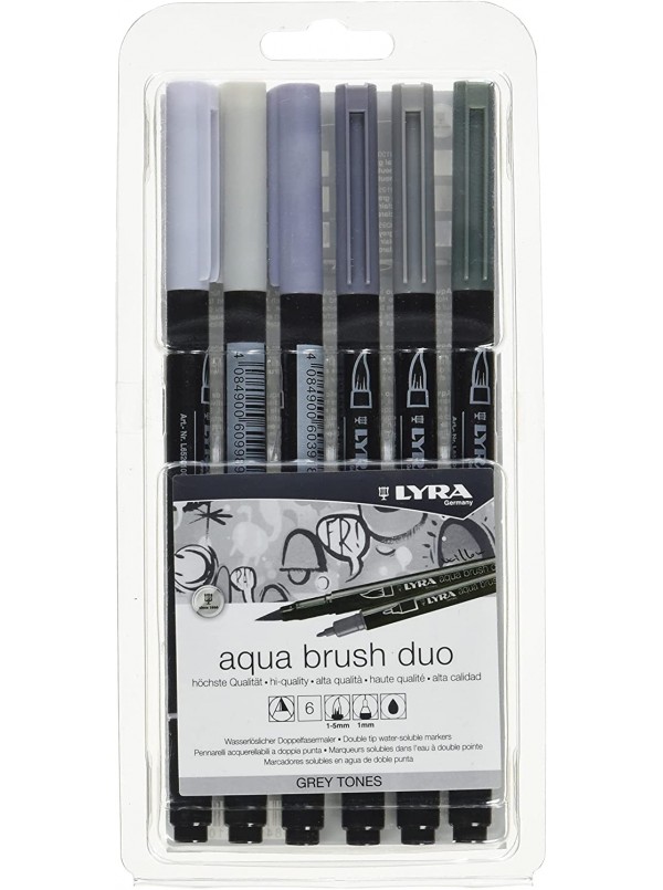 24 Dual Brush Pen Pennarelli Punta Fine per Disegno Doppia nero