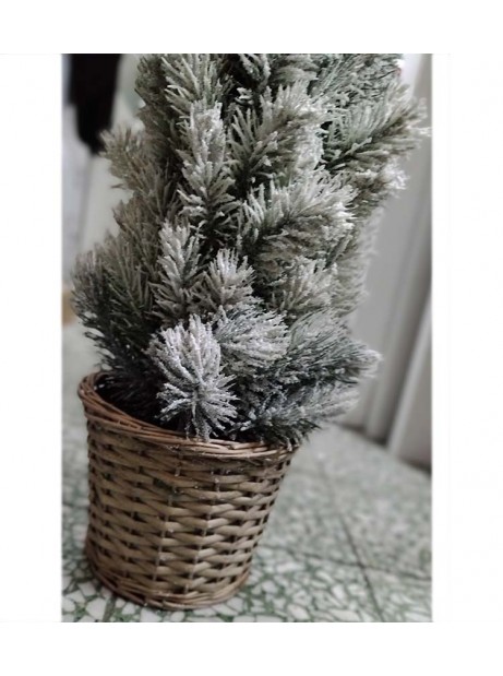 Albero di Pino Natale, Innevato con Vaso Vimini h65cm Decorazioni natalizie