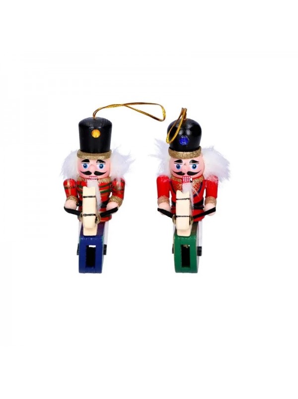 Schiaccianoci con Carillon stile Babbo Natale Soldatino in legno 30cm