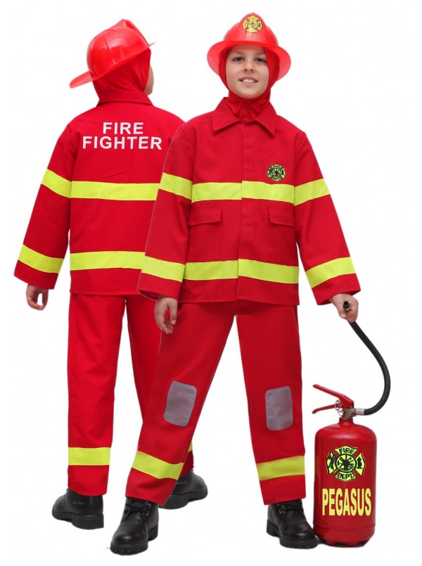 Costume da Pompiere, Vigile del fuoco per Bambini dai 5 ai 12 anni con  accessori