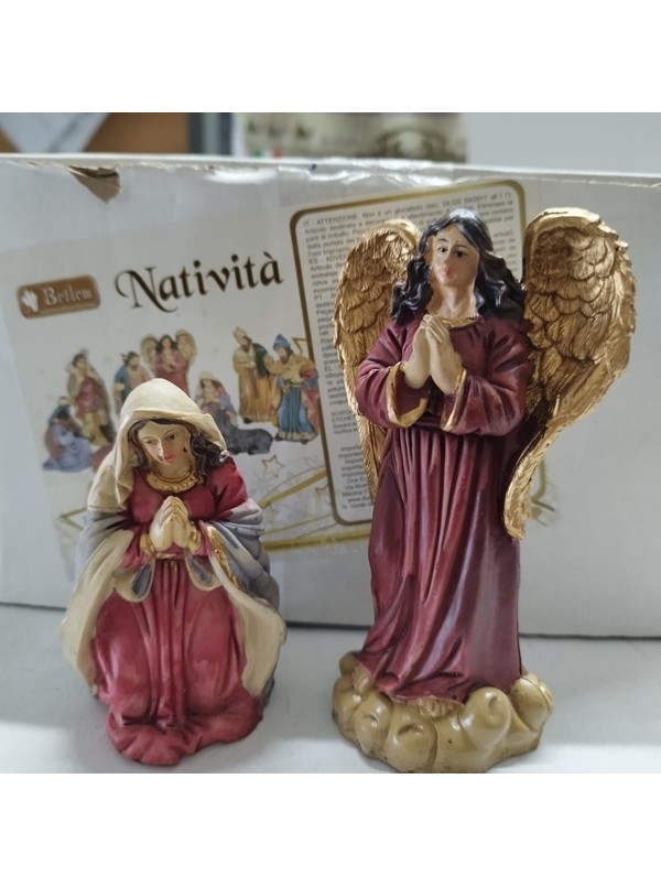 Angelo per presepe statuetta con vestiti in tessuto colore Oro decoraz –