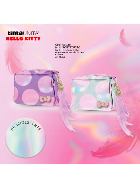 Portatutto Mini Borsellino Tinta Unita Hello Kitty in PU Iridescent